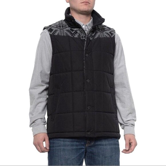 NEW $195 Pendleton Sequoia Puffer Vest!L XLBlack Gray Southwest Detail